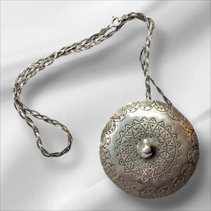Karen Hill Tribe Silver Mandala Pendant 53mm on Sterling Silver 16" Chain - Picture 1 of 5