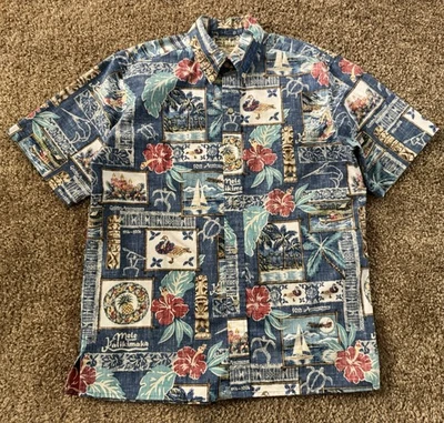Рубашка мужская Reyn Spooner Mele Kalikimaka M гавайская 50-я годовщина 2006 Santa - Изображение 1 из 4