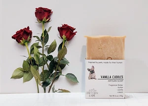VANILLA CUDDLES Scented | VEGAN Soap 6oz | Cozy & Classic | FREE Soap Saver Bag - Picture 1 of 6