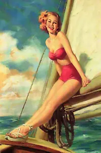 Pin Up Girls Blank Back 6" x 4" Novelty Card - Picture 1 of 2