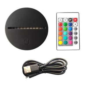 3D LED Light Base Night Lamp Remote Control USB Cable Adjustable 16 Colors Decor - Picture 1 of 5