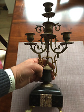 38 cm antiker Kerzenleuchter Messing 5-flammig mit Marmorsockel Kerzen Leuchter