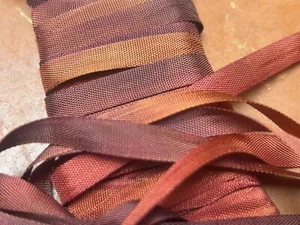 embroidery  rayon ribbon 1/4" trim flower 7mm brown rust 1yd made in Japan - Picture 1 of 5