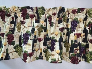 Wine Bottles Glasses Valance Curtain 42x14 Dining Room Kitchen RV - Picture 1 of 3