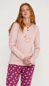 Pigiama Donna Caldo Cotone Fox Rosa Bordò tg. XS - S - M - L - XL Noidinotte - Imagen 1 de 5