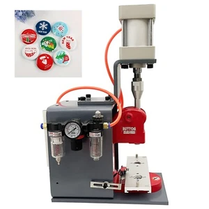 110V Button Maker Machine Pneumatic DIY Badge Make Machine Without Dies - Picture 1 of 24