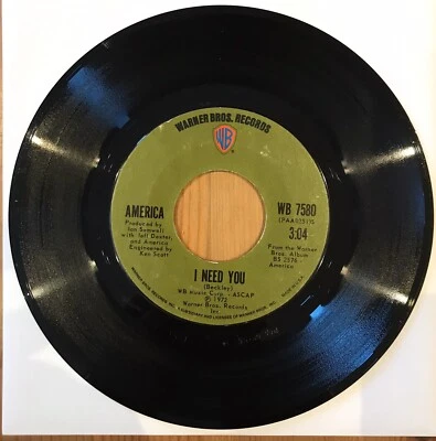 America – I Need You / Riverside  Warner Bros WB 7580 3 for 1 on post - Image 1 of 4