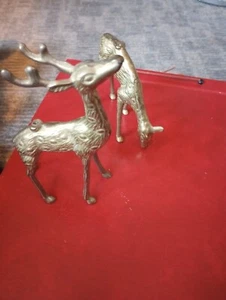 Vintage Holiday Solid Brass Reindeer - Picture 1 of 1