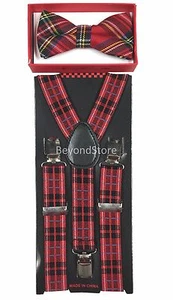 New Children Kids Boys Girls Suspender & Bowtie Matching Colors Set NEW - Picture 1 of 83