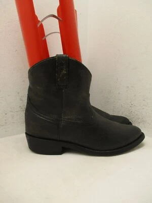 ALDO Ankle Cowboy Western Pull On Boots Black Leather Womens Size 38 EUR - Image 1 of 4