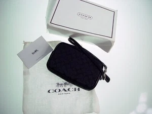 NEU Coach kleine schwarze Geldbörse mit Monogramm mit Tasche und Box - Bild 1 von 2