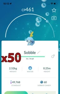Pokemon TRADE - 50x Sobble Trades !! Good Chance of Lucky and Good IVs !! - Picture 1 of 1
