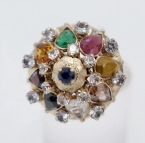 prunkvoller USA Ring Gold 585 14K Granat Saphir Rubin Smaragd Quarz Gr. 56 - Bild 1 von 10