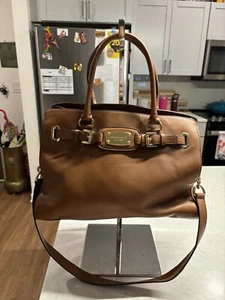 Michael Kors Hamilton crossbody Shoulder Bag Tote Cognac Leather - Picture 1 of 19