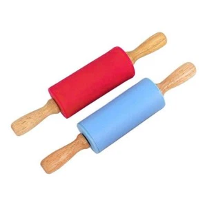 Small Rolling Pin for Kids Wooden Handle Non-Stick Silicone for Baking & Fondant - Picture 1 of 7