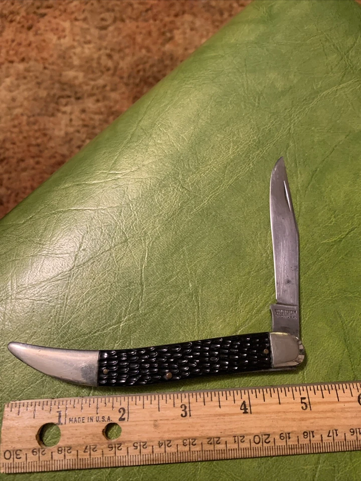 Antique WINCHESTER Toothpick Pocket Knife 1919-42 Jigged Bone Black Nice Knife - Image 1 of 4