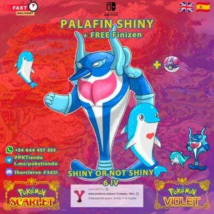 ✨ PALAFIN + FINIZEN SHINY ✨🍊 Pokemon Scarlet Escarlata Violet Purpura 🍇 6 IV - Bild 1 von 1