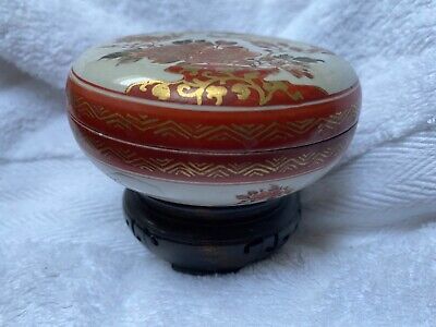Antique Japanese Meiji Period Kutani Hand Painted Lidded Pot On Stand Signed • 60.22£
