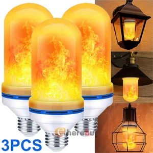 3 Pack 5W E27 LED Flicker Flame Light Bulb Burning Fire Effect Night Lamp Decor - Picture 1 of 17