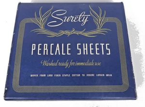 Vintage May Company Surety Percale Sheets Full Size 81X99 NOS Original Box - Picture 1 of 4