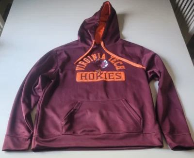Virginia Tech Hokies Hoodie Men M Burgandy Sweatshirt Top of World Pockets NCAA - Image 1 of 4