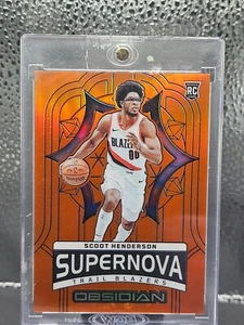 2023-24 Panini Obsidian Scoot Henderson Orange Flood Supernova Rookie /75 #7 - Picture 1 of 2