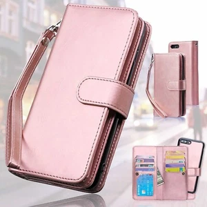 Fits iPhone SE2/SE3 Flip Wallet Leather Case w/Detachable Slim Case Women Girls - Picture 1 of 9
