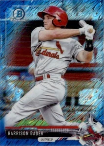 2017 Bowman Mini Prospect Blue Shimmer Chrome Refractor Harrison Bader 36/150 - Picture 1 of 2