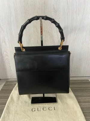 GUCCI Bolso de Mano Cuero Bambú Negro Bolso de Mano Formal Bolso para el Polvo #PC9NKU Foto 1 de 4