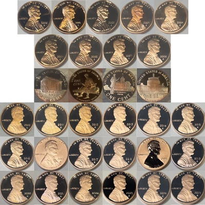 2000 - 2025 31 coin S Proof Lincoln Set w/2017 Enh 2018 Rev Prf & 4 2009 Prfs - Image 1 of 4