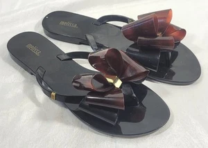 Melissa Women's Harmonic Bow Flip Flop Jelly Thong Sandals - Brown/Black - US 7 - Picture 1 of 5