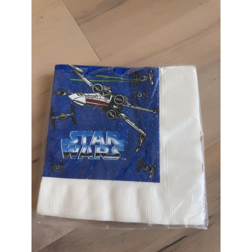 Juego de 12 servilletas de fiesta Star Wars de colección años 90 sello caja abierta tema espacial Foto 1 de 2