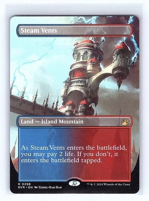 MTG Steam Vents 0298 - Borderless NM-Mint Ravnica Remastered - Image 1 of 2