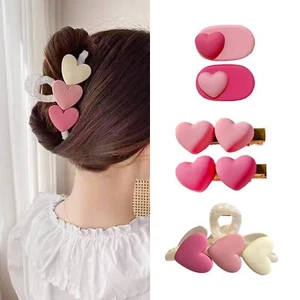 5 Pcs Heart Hair Claw Mini Heart Hair Clips Valentines Hair Clips Pink Heart ... - Picture 1 of 6