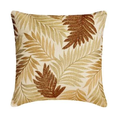 Throw Pillow Cover Gold 16"x16", Sofa Decor Silk Nature & Floral - Gold Gilding - Image 1 of 3