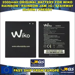 BATTERIA WIKO RAINBOW RAINBOW JAM 3G STAIRWAY BARRY BLOOM FREDDY 2000mAh GARANZ - Foto 1 di 1
