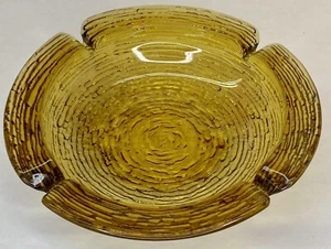 8.5" Anchor Hocking MCM Glass Ashtray Soreno Ripple Pattern Amber Gold Large - Picture 1 of 7