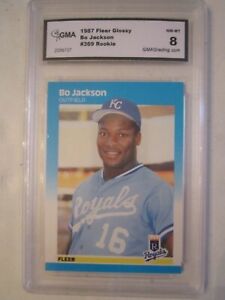 1987 BO JACKSON #369 FLEER BASEBALL CARD GMA GRADED 8 TUB M
