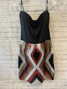 Bebe Full Sequin Strapless  Bodycon Dress Mini Black Silver Red White  XL NWT - Picture 1 of 7
