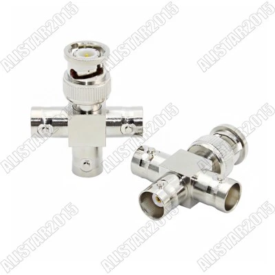 1Piece BNC Male to 3 BNC Female Jack Video Splitter Adapter Cross Type Connector - Image 1 of 4