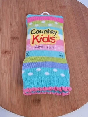 Country kids Pima cotton Capri tights (3-5 Years Old) Candy Color block Aqua - Image 1 of 2