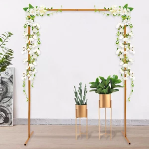 Hochzeit Bogen Regal Rechteckig Blumen Dekor Rahmen Ständer Gold Metall Party Hintergrund - Bild 1 von 12