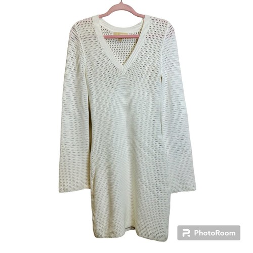 Abito maglione maglia cotone donna Michael Kors tg.SMALL bianco scollo a V