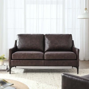 Modway Corland Upholstered Leather Loveseat in Brown - Picture 1 of 8