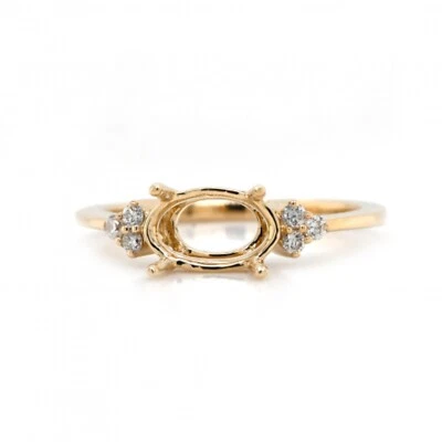 East West Ring Semi Mount Oval 8x6mm In 14k Yellow Gold With Diamonds (51738) - Image 1 of 4