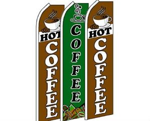 3 Pack Set Hot Coffee #2 Swooper Super Advertising Windless Banner Flag