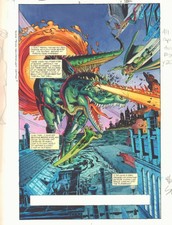 JLA: Incarnations #2 p.1 Color Guide Art - Dinosaur Splash 2001 by John Kalisz