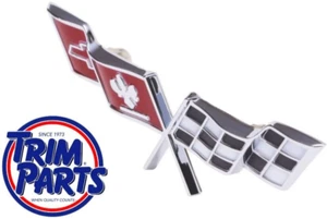 US MADE 1977 Corvette Fuel Gas Petrol Door Emblem Cross Flags Badge C3 NEW - Bild 1 von 6