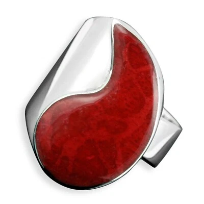 925er Silber Designer Ring Koralle Grösse verstellbar Top Handarbeit SR140 - Bild 1 von 3