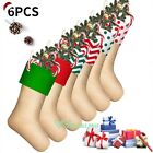 6 Pack Burlap Christmas Stockings For Christmas Party Decoration Gift Holders